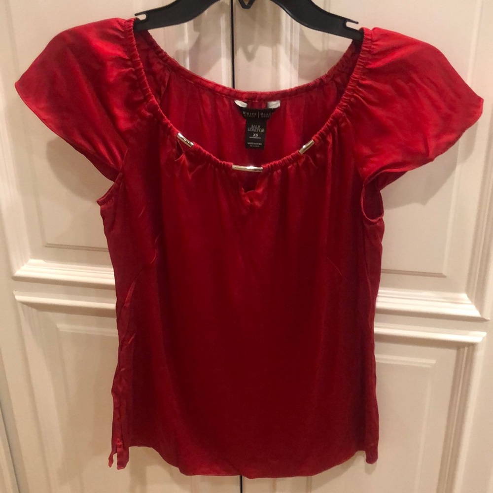 Red Silk women’s White House Black Market Shirt
